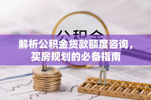 边坝解析公积金贷款额度咨询，买房规划的必备指南