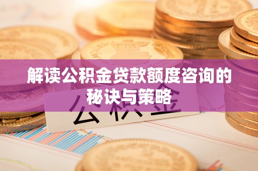 边坝解读公积金贷款额度咨询的秘诀与策略