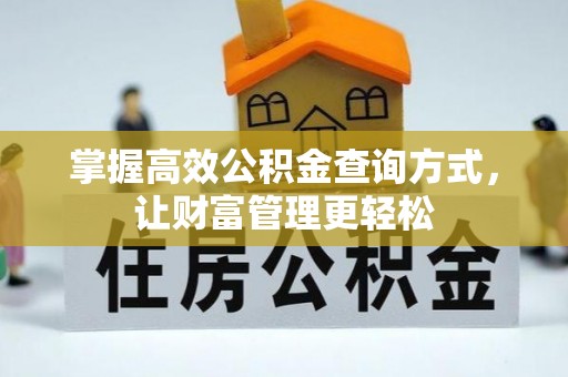 边坝掌握高效公积金查询方式，让财富管理更轻松