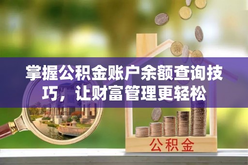 边坝掌握公积金账户余额查询技巧，让财富管理更轻松